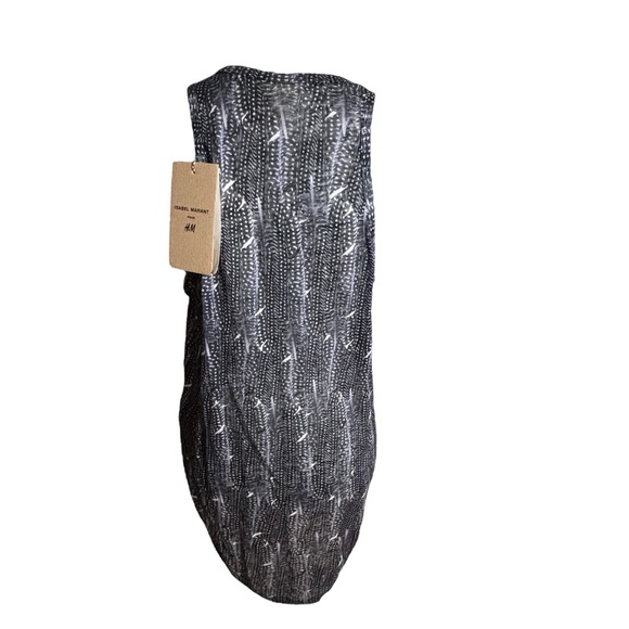 NWT Isabel Marant for H&M Blue Linen Feather Print Tank Size 12 - Picture 5 of 8